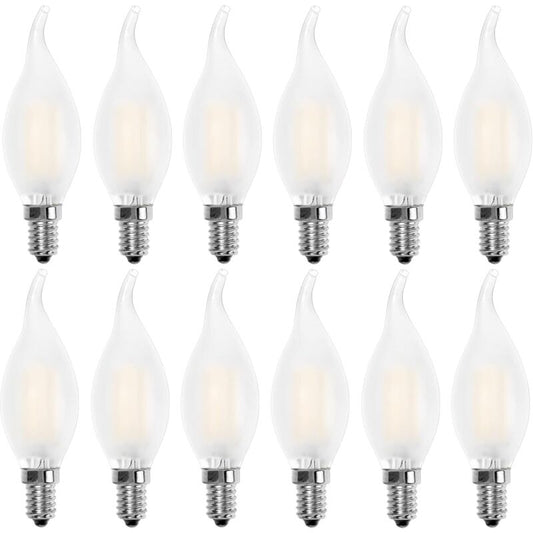LED Bulb E14 Flame, Candle Shape, Warm White 2700K, 4W Incandescent Equivalent 40W, 400Lm, Pack Of 12 [Energy Class A+]