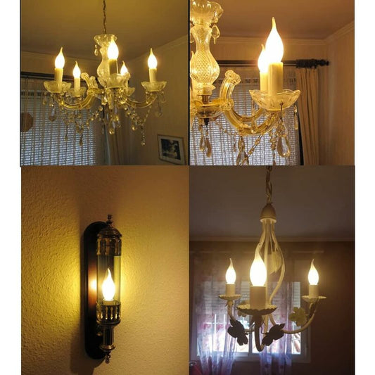 LED Bulb E14 Flame, Candle Shape, Warm White 2700K, 4W Incandescent Equivalent 40W, 400Lm, Pack Of 12 [Energy Class A+]