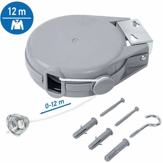 Long, 12M Retractable Clothes Line, Heavy Duty Clothes Dryer, Automatic Retractable Mechanism, Easy Wall Installation,