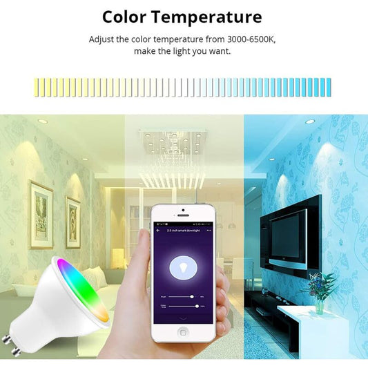 [Pack Of 4] Gu10 5W LED Bulb, Gu10 Alexa, Rgbw 3000K-6500K, [App Control] [Voice Control], Compatible With Google Home,