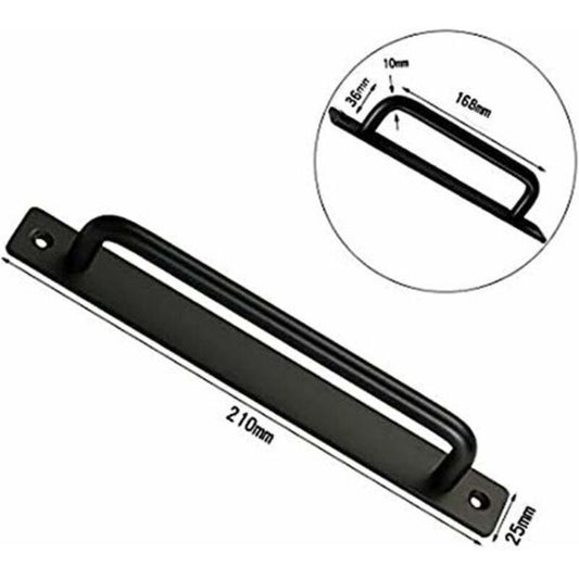 2 pcs Heavy Duty Barn Door Handle, Steel Sliding Door Pull Handle, Black Cast Iron Door Handle, Interior Exterior Door