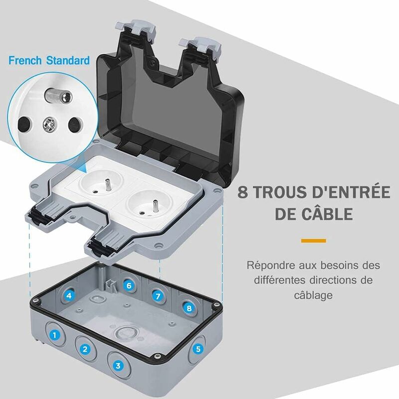Waterproof Socket Double Outdoor Electrical Socket Ip66 Waterproof Wall Socket 16A