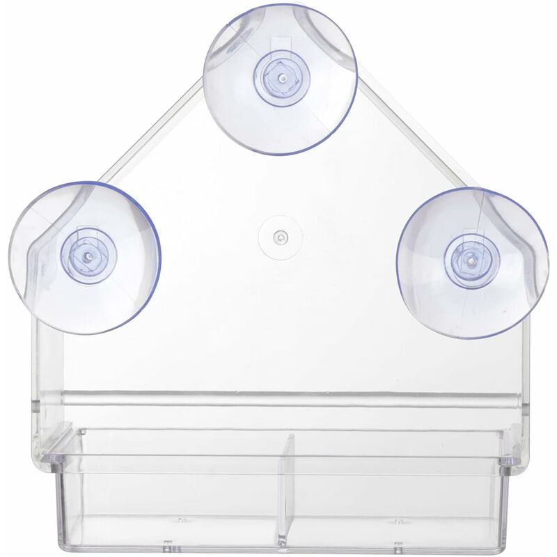 Clear Bird Feeder With Super Strong Suction Cups Removable Tray Refillable Weatherproof
