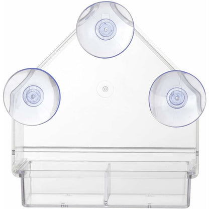 Clear Bird Feeder With Super Strong Suction Cups Removable Tray Refillable Weatherproof