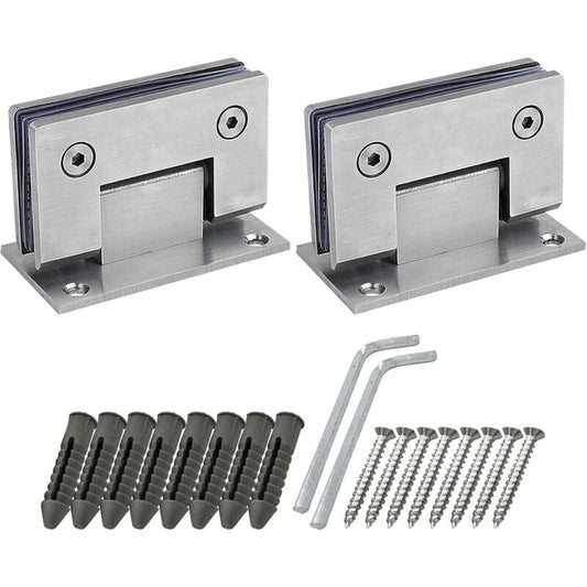 2 Pack 90 Degree Shower Door Hinges With Screws, 4Mm Thickness Stainless Steel For Bathroom Door And Glass (Silver)