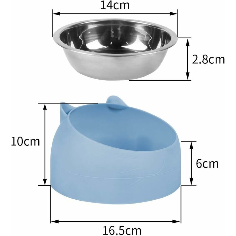 Cat Bowl, Pet Bowl Set, Raised And Tilted Cat Bowl, Small Dog Bowl, Removable Cat And Dog Bowl, 15° Tilted Raised
