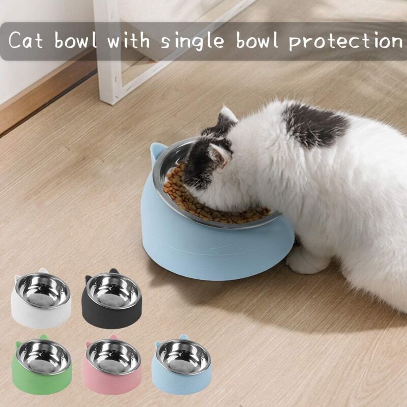 Cat Bowl, Pet Bowl Set, Raised And Tilted Cat Bowl, Small Dog Bowl, Removable Cat And Dog Bowl, 15° Tilted Raised