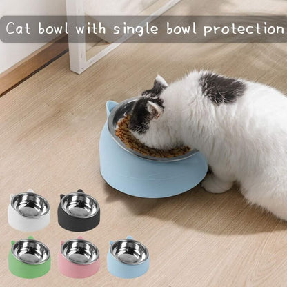 Cat Bowl, Pet Bowl Set, Raised And Tilted Cat Bowl, Small Dog Bowl, Removable Cat And Dog Bowl, 15° Tilted Raised