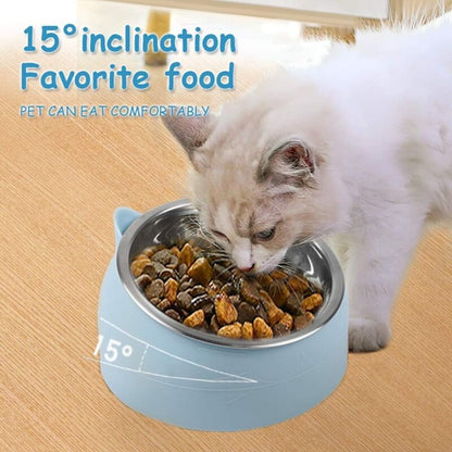 Cat Bowl, Pet Bowl Set, Raised And Tilted Cat Bowl, Small Dog Bowl, Removable Cat And Dog Bowl, 15° Tilted Raised