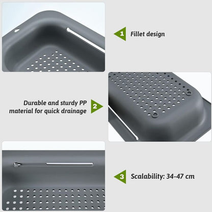 Expandable Sink Strainer - Food Grade Pp Material - Effective Drainage Holes - Quick Drying Rack For Dishes - Easy To