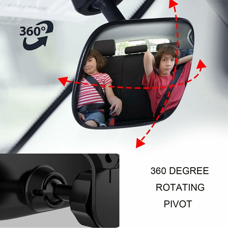 Baby Car Mirror, 360° ROtation Car Rear View Mirror, Baby Rear View Mirror With Clip, Baby Monitor For Wide View, Back