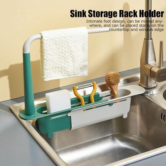 Telescopic Sink Rack Telescopic Sink Storage Rack Length Freely Large Capacity Pp Expandable Sink Organizer For Kitchen