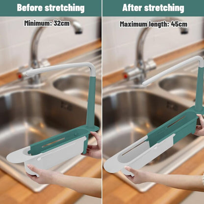Telescopic Sink Rack Telescopic Sink Storage Rack Length Freely Large Capacity Pp Expandable Sink Organizer For Kitchen