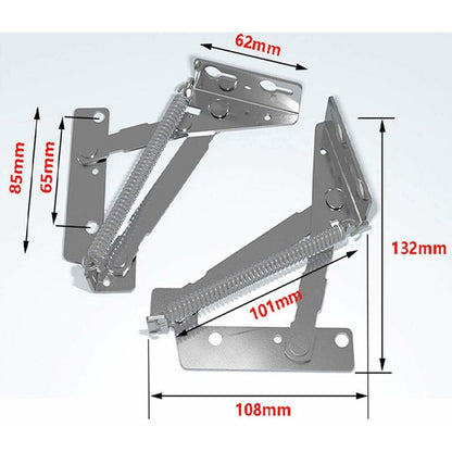80 Degree Cabinet Hinge Full Hinge Lid Furniture Base Spring Hinge, 1 Pair