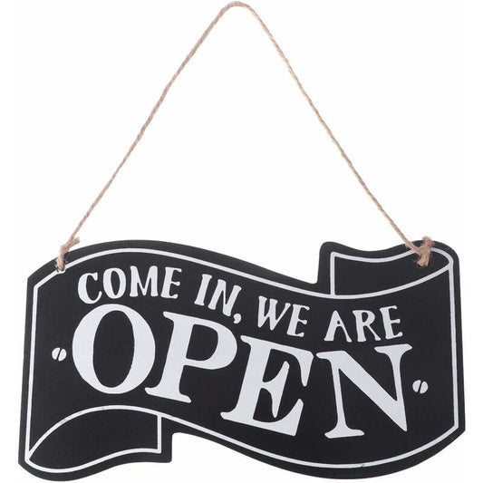 Two-Sided Open And Closed Wooden Sign With ROpe For Hanging Vintage Sign (Black)