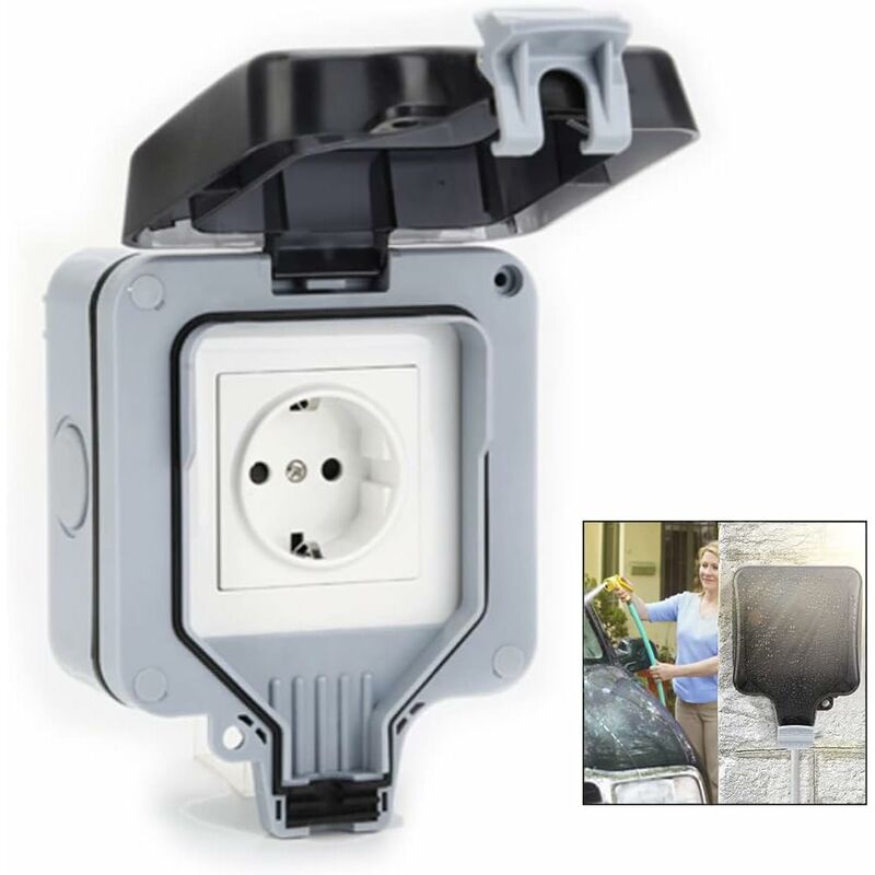 Waterproof Outdoor Wall Socket, Ip66 Weatherproof Outdoor Socket For Kitchen, Bathroom, Garage, Pool And Garden