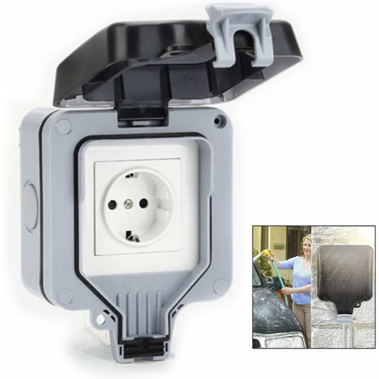 Waterproof Outdoor Wall Socket, Ip66 Weatherproof Outdoor Socket For Kitchen, Bathroom, Garage, Pool And Garden