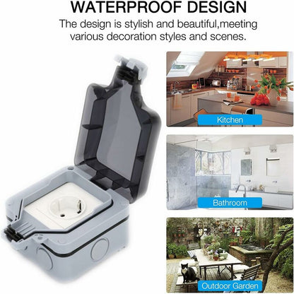 Waterproof Outdoor Wall Socket, Ip66 Weatherproof Outdoor Socket For Kitchen, Bathroom, Garage, Pool And Garden