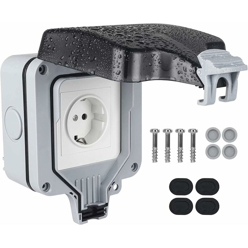 Waterproof Outdoor Wall Socket, Ip66 Weatherproof Outdoor Socket For Kitchen, Bathroom, Garage, Pool And Garden