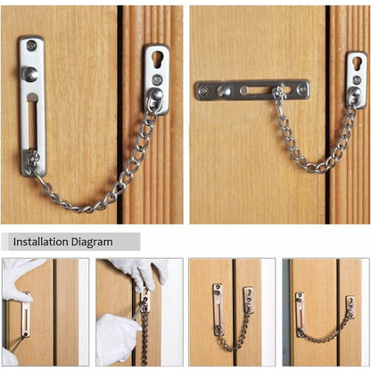 Silver Chain Sliding Security Lock - Door Lock - Door Lock - Interior Sliding Door - Exterior Gate Lock - Door Latch