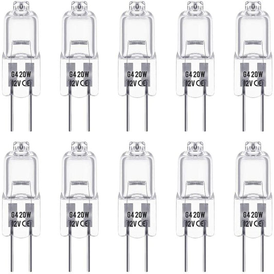G4 Halogen Bulbs, 12V 20W Halogen Pin Base Lamp, Warm White 3000K, 350Lm, Dimmable, G4 Low Voltage Halogen Lamp, Clear