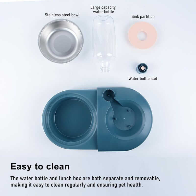 Cat Bowl, Dog Bowl, Automatic Water Bottle, Tilted Raised Water Bowl For Small And Medium Dogs And Cats