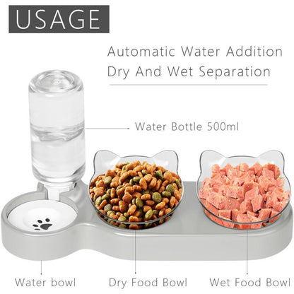 Cat Bowl, 15° Tilting Cat Water Bowl, Automatic Cat Bowl, Cat Feeders And Waterers, Non-Slip Cat Bowl, Cat Bowl