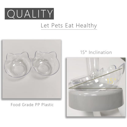 Cat Bowl, 15° Tilting Cat Water Bowl, Automatic Cat Bowl, Cat Feeders And Waterers, Non-Slip Cat Bowl, Cat Bowl