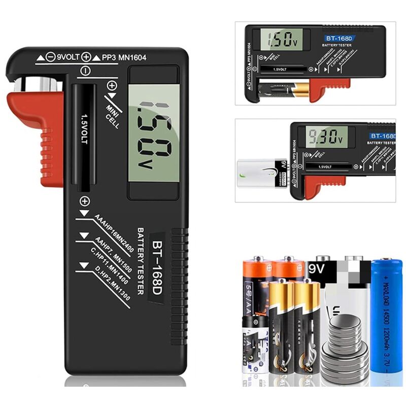 Digital Battery Tester, Universal Battery Tester, Battery Tester, For Aa, Aaa, C, D, Pp3, 9V, 1.5V, Button Cell