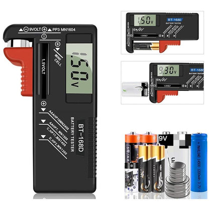 Digital Battery Tester, Universal Battery Tester, Battery Tester, For Aa, Aaa, C, D, Pp3, 9V, 1.5V, Button Cell