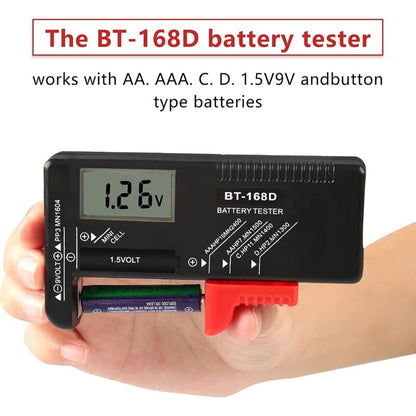 Digital Battery Tester, Universal Battery Tester, Battery Tester, For Aa, Aaa, C, D, Pp3, 9V, 1.5V, Button Cell