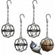 4 pcs Hanging Bird Feeders Metal Bird Fat Ball Holder Indoor Outdoor Black 7Cm Diameter Food Dispenser With 4 S-Shaped