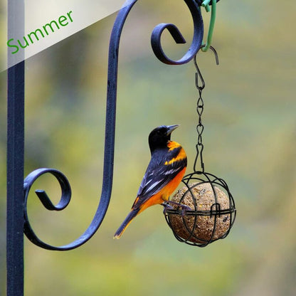 4 pcs Hanging Bird Feeders Metal Bird Fat Ball Holder Indoor Outdoor Black 7Cm Diameter Food Dispenser With 4 S-Shaped