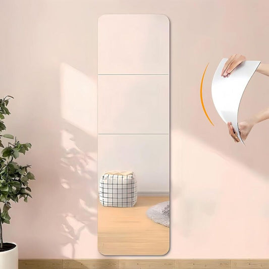 4 Pieces Mirror Sticker, 20 X 20 Cm Acrylic Adhesive Mirror Door, Square Wall Sticky Mirror Flexible Decorative Mirror