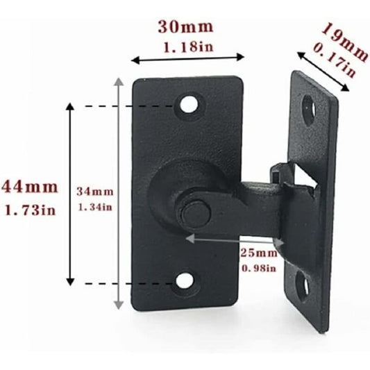 90 Degree Right Angle Stainless Steel Door Lock, Used For Wooden Fences, Doors And Windows, Sliding Doors (Black)