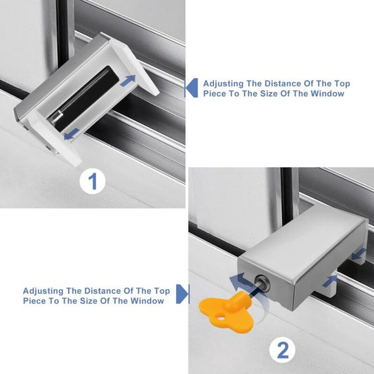 2 pcs With Key Aluminum Alloy Door Frame Security Lock Adjustable Sliding Double Window Locks Steel Safety Locks Child