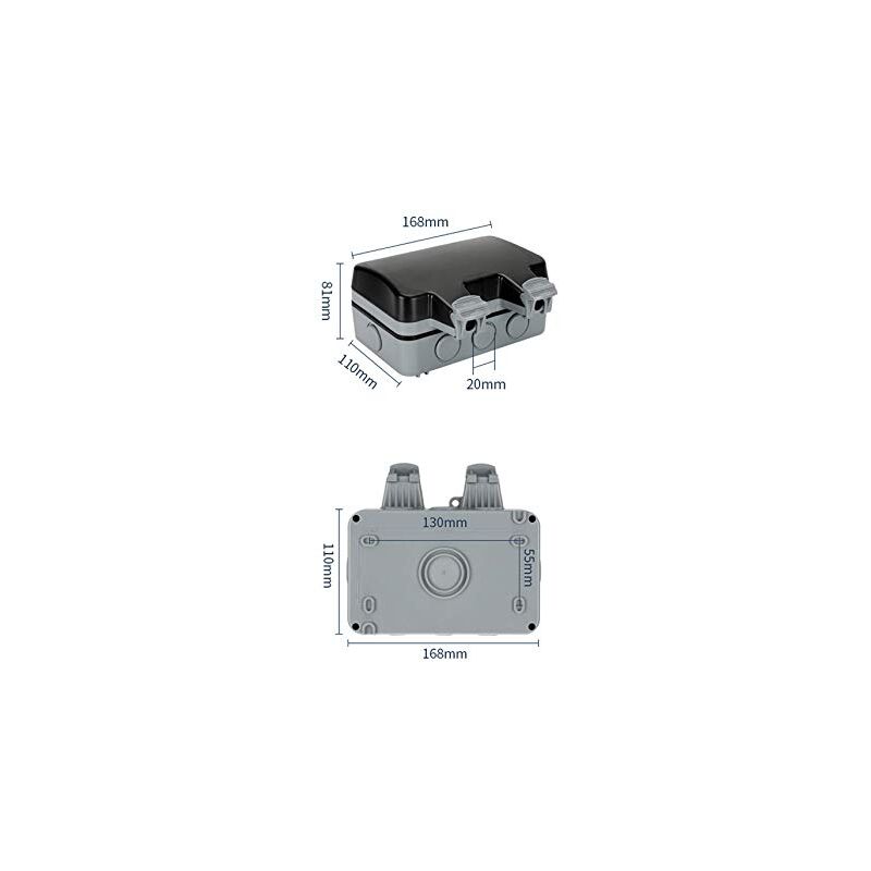 Outdoor Double Wall Socket With Usb Waterproof Heavy Duty Electrical Outlet With Wall Box (Double)