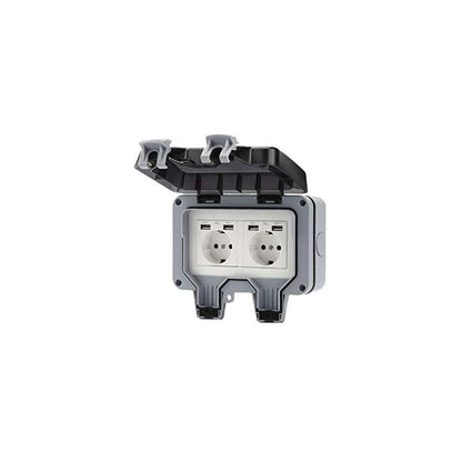 Outdoor Double Wall Socket With Usb Waterproof Heavy Duty Electrical Outlet With Wall Box (Double)