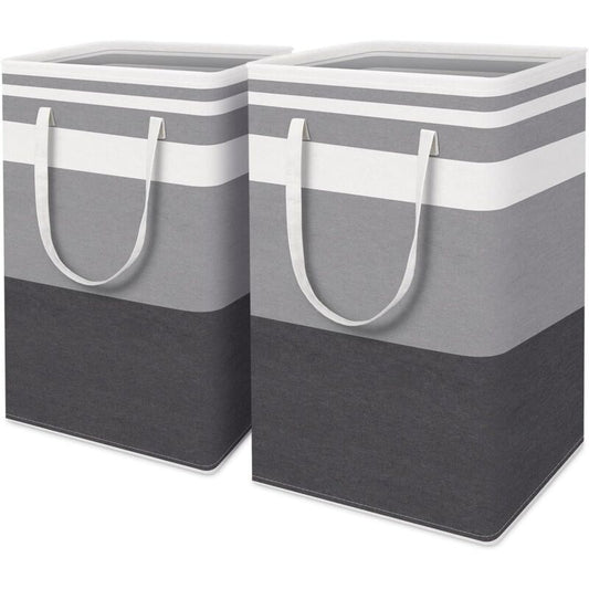 2 Pack Large Foldable Laundry Basket With Easy Carry Handles, Waterproof And Extended Handles For Storing And Carrying