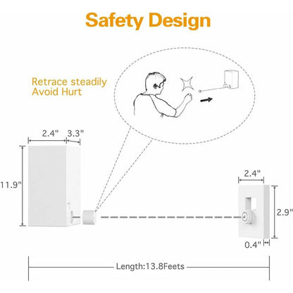 Retractable Clothes Drying Rack Indoor Outdoor Wall Mounted Clothes Dryer Retractable Hanger Lock To Prevent Sagging -