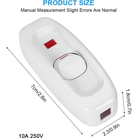 5 pcs Ac 250V 10A Compact Plastic On/Off ROcker Switch LED ROcker Switch Inline Cord Light Lamp Switch Control Solder