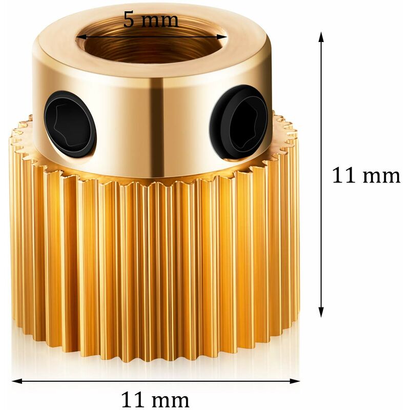Extruder Wheel 3D Printer Parts Gear 40 Teeth Brass Extruder Wheel Compatible With Cr-10, Cr-10S, S4, S5, Ender 3,