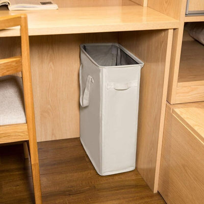 Long Foldable Laundry Basket With Handles 45L Beige