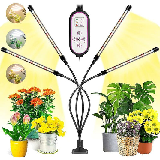 Plant Grow Light, 2020 New 80 LEDs 4 Heads Grow Lamp, Auto Timing - On/Off LED Grow Light For Seedlings, Succulents,