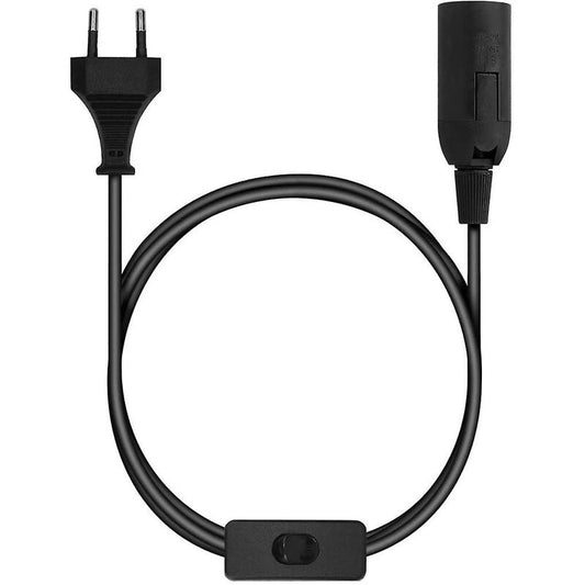 E27 Socket With Wire - Lamp Holder For Bulb With Power Cord Electrical Plug And Switch - 1.8M Cable