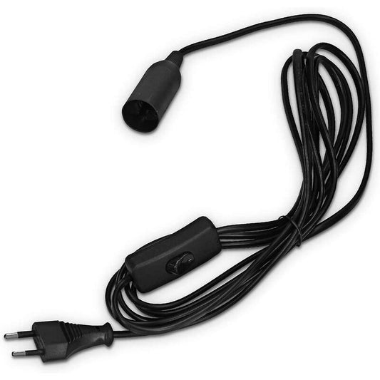 E27 Socket With Wire - Lamp Holder For Bulb With Power Cord Electrical Plug And Switch - 1.8M Cable