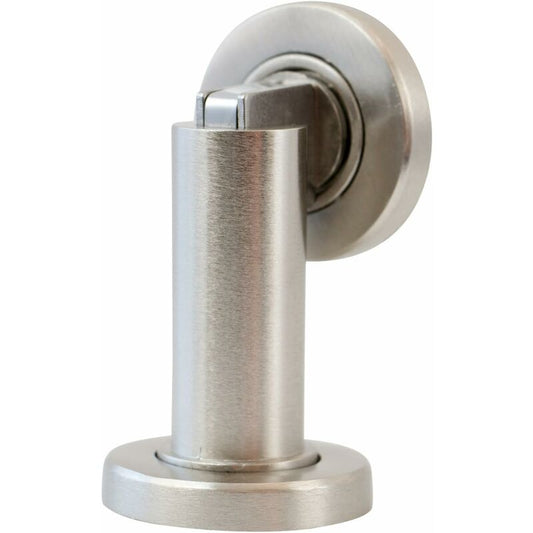 Magnetic Door Stop Ms010 In Stainless Steel Look - Door Stop With Floor And Wall Mounting Hardware - Magnetic Door Stop