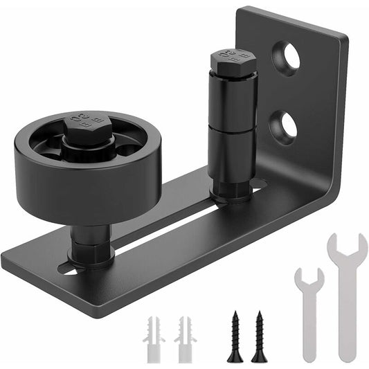 Heavy Duty Sliding Barn Door Track, 8 In 1 Black Carbon Steel Stop, Flush Bottom Design, Floor And Door Panels,