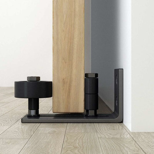 Heavy Duty Sliding Barn Door Track, 8 In 1 Black Carbon Steel Stop, Flush Bottom Design, Floor And Door Panels,