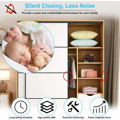 6 pcs Magnetic Push Catch Plastic Magnetic Catch Soft Close Magnetic Catch For Door Cabinet Drawer Sliding Cupboard